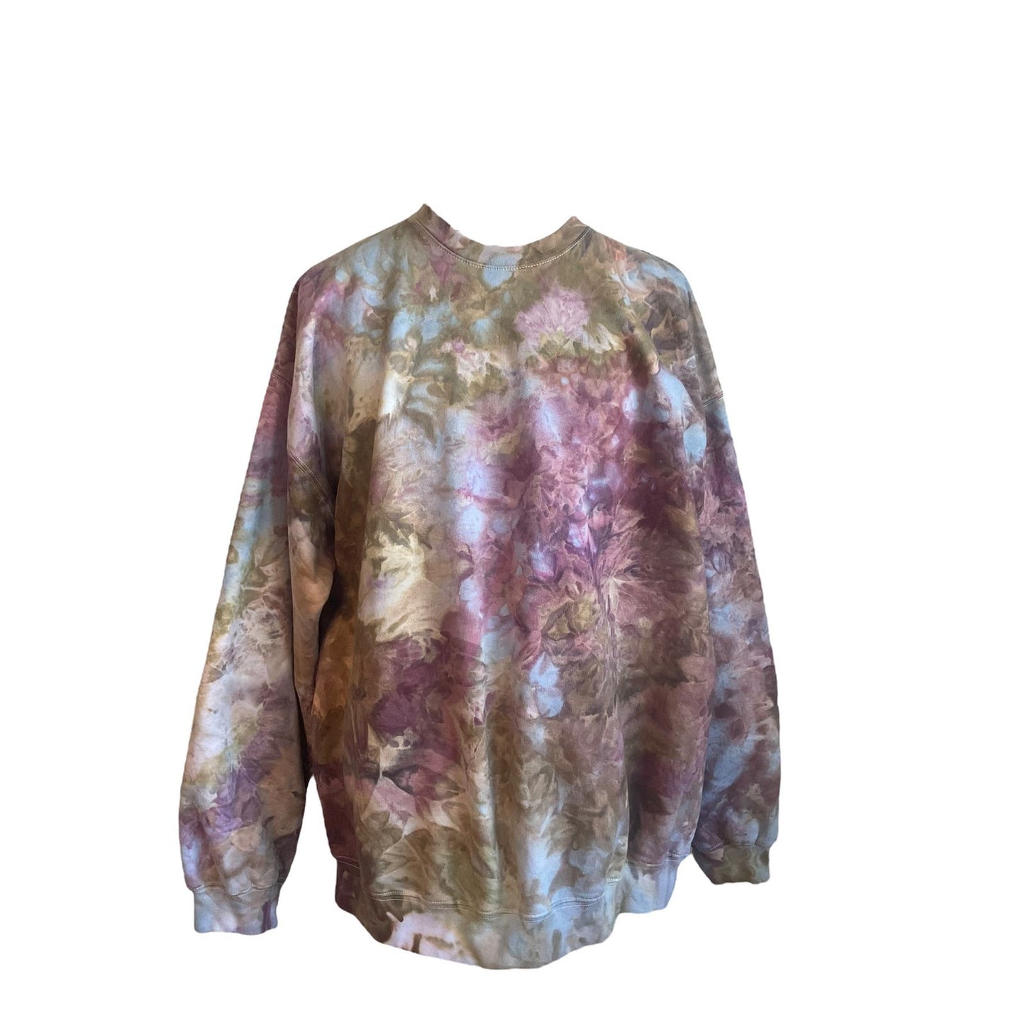 Mossy Green, Purple, and Light Blue Crewneck Sweatshirt (XL)